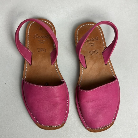 Castell Avarcas Vecco Pink Leather Menorcan Sandals Size 7.5 Slingback Italy - Picture 3 of 7